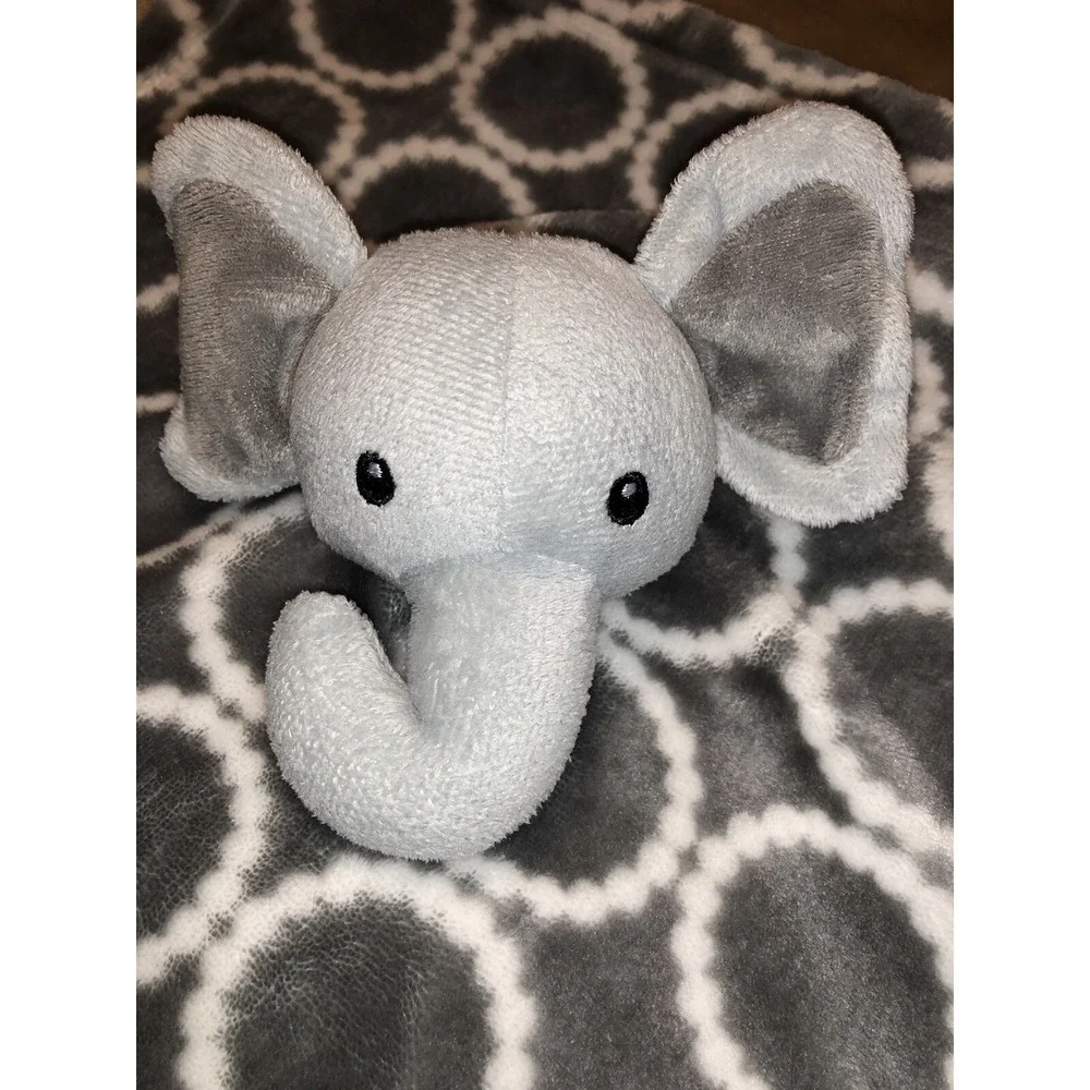 HB Lovey Security Blanket Elephant Gray Circles 12.5 x 14